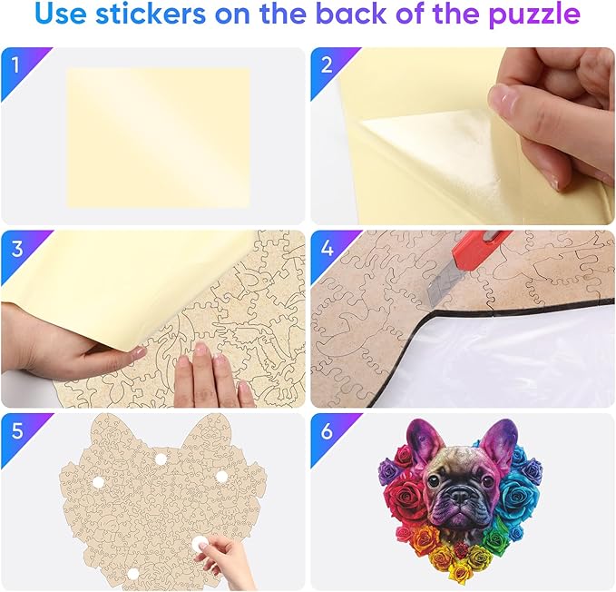 Ruikiyart Wooden Puzzles for Adults, 5MM 200 Pieces Love Bulldog Wooden Jigsaw Puzzles, Unique Shapes Pieces Dog Puzzle Gift for Kids and Adults on Birthday,Thanksgiving,Christmas (11.2" x 11.3")