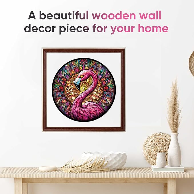 Wooden Puzzles for Adults, Flamingo Jigsaw Puzzles, Unique Shape Adult Puzzles, Irregular Christmas Thanksgiving Gifts for Family Friend(11.2 * 11.2 in-200pcs)