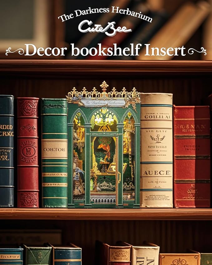 CUTEBEE Book Nook Kit, DIY Miniature House Kits for Adult and Teens, Dollhouse Mini Booknook Magic House Bookshelf, DIY Craft Gifts for Family and Friends（The Darkness Herbarium）