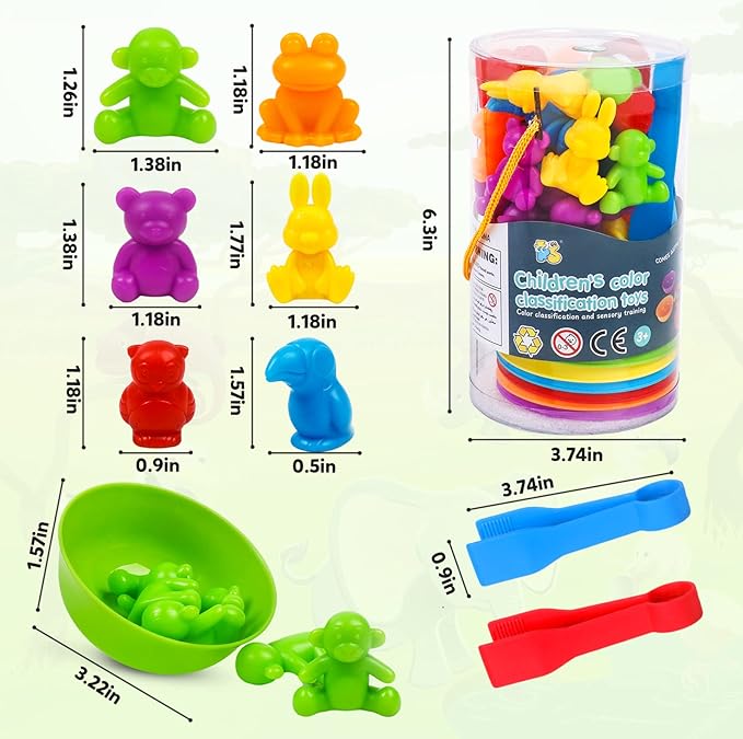 Counting Animal Matching Games Color Sorting Toys with Bowls Preschool Learning Activities for Math Educational Sensory Training Montessori STEM Toy Sets Gift for Toddlers Kids Boys Girls Ages 3 4 5 6