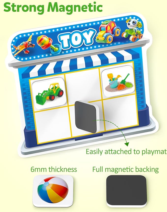 Coogam Magnetic Sorting Toys, Montessori Fridge Magnets Matching Game, Food Pets Grocery Furniture Category Recognition, Educational Learning Fine Motor Toy Gift for Toddler Ages 3-8