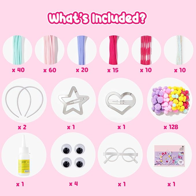 ROOCHKD Arts and Crafts Jewelry Making Kit, Multi-Colored Chenille Stems, Art Supplies DIY Pipe Cleaners Crafts Projects and Decorations Class Activity for Kids Birthday Exchange Gifts Party Favors