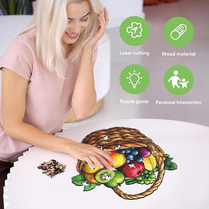 delobil Wooden Puzzles for Adults, Fruit Jigsaw Puzzle 200 Piece, Unique Shaped Wooden Puzzles Beautiful Gift Package, Creative Birthday Gift for Friends and Family 11.1 * 11.4 in