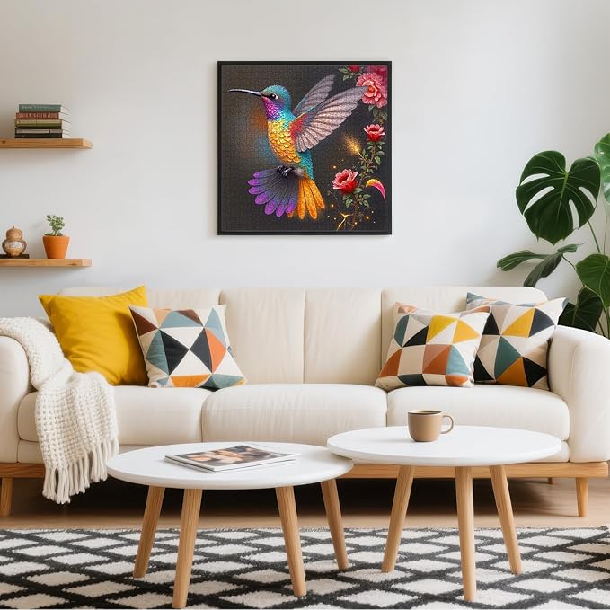 Hummingbird Puzzle 1000 Pieces for Adults - Vibrant Flower Fantasy Art Jigsaw Puzzles for Adults 1000 Pieces, Challenging Nature Puzzle for Relaxation, Wall Decor (22.8x22.8in)