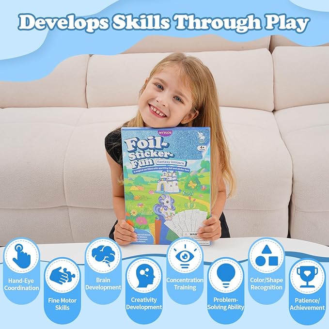 MyPixie Foil Art & Fun - No Mess Unicorns Foil Crafts for Kids, DIY Creative Activity, Craft Kits & Supplies, Birthday Gifts, Arts & Crafts, Toys, Gifts for Ages 4, 5, 6, 7, 8, 9, 10