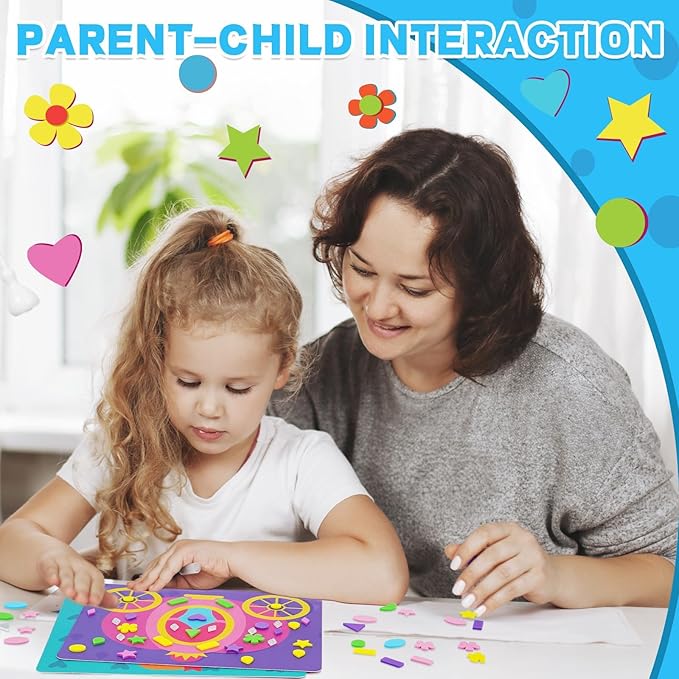 Foam Sticker Art Craft Activity for Kids Ages 3-5 4-6,Mess-Free Fun Sticker for Toddler, DIY 3D Foam Felt Craft Kit,Preschool Learning Toy Travel Game,Birthday Gifts for Boys Girls Ages 3 4 5 6 7 8