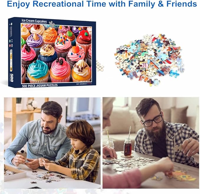 500 Piece Puzzles for Adults Ice Cream Cupcakes 20.5 x 15 Inch 500 Jigsaw Puzzles for Kids Adults Puzzles 500 Pieces for Adults Holiday Educational Challenge Toy