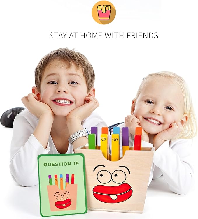 Wooden French Fries Sorting & Stacking Toys for Toddlers, Montessori Educational Toys for 3 Year Old Preschoolers to Develop Fine Motor Skills