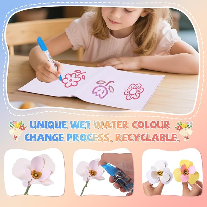 DIY Flower Bouquets Toys, Fabric Flower Market Toy is for Kids Best Gifts for Girls Boys Ages 5 6 7 8 9 10 to Craft Your Own Master Piece of Color Changing Flowers Kit