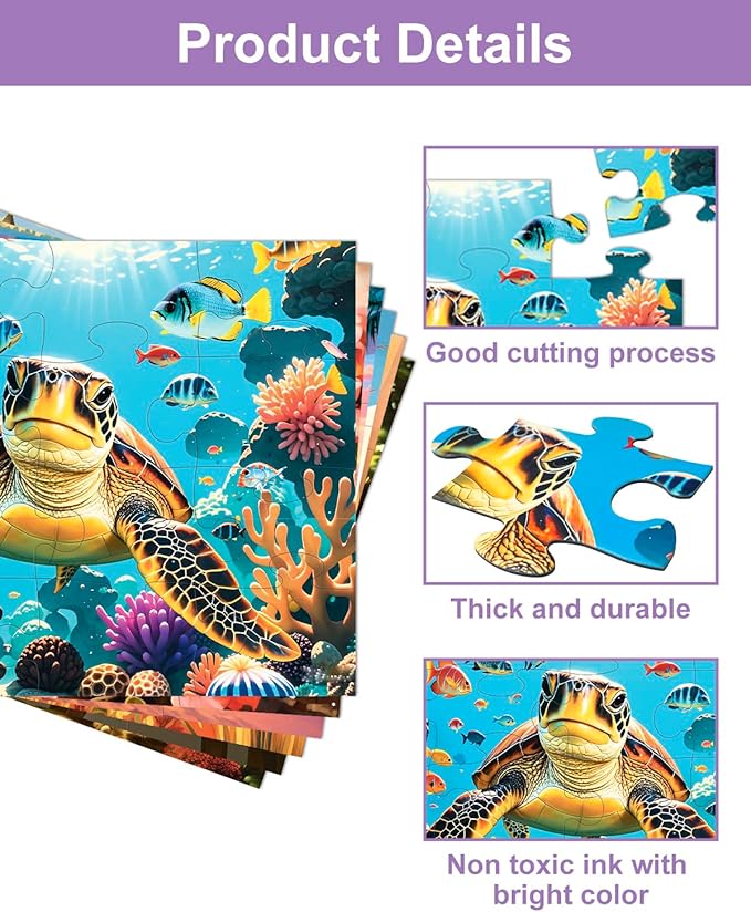 6 Pack 16 Large Piece Jigsaw Puzzles for Seniors Alzheimer Product for Elderly Dementia Activities Memory Game for Patients in Nursing Home with Storage Box