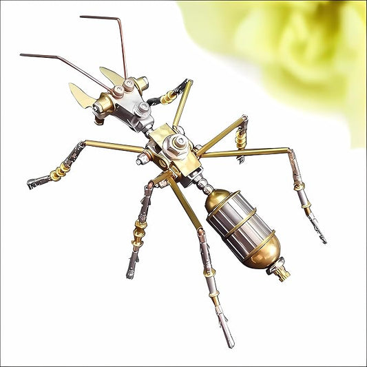 3D Steampunk Mechanical Insect Puzzle Kit - DIY Metal Assembly Model for Adults, Unique Retro Brass Sculpture Craft for Home Office Decoration (Ant B)