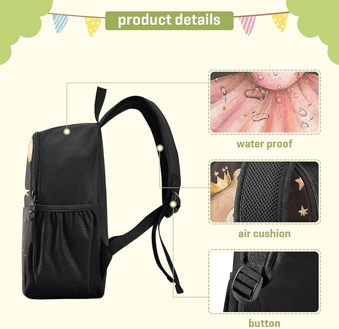 Dancing Bear Dark Toddler Backpack for Boys Girls 3-6 Preschool Small Backpacks Kids Mini Kindergarten Bookbag for Elementary for School