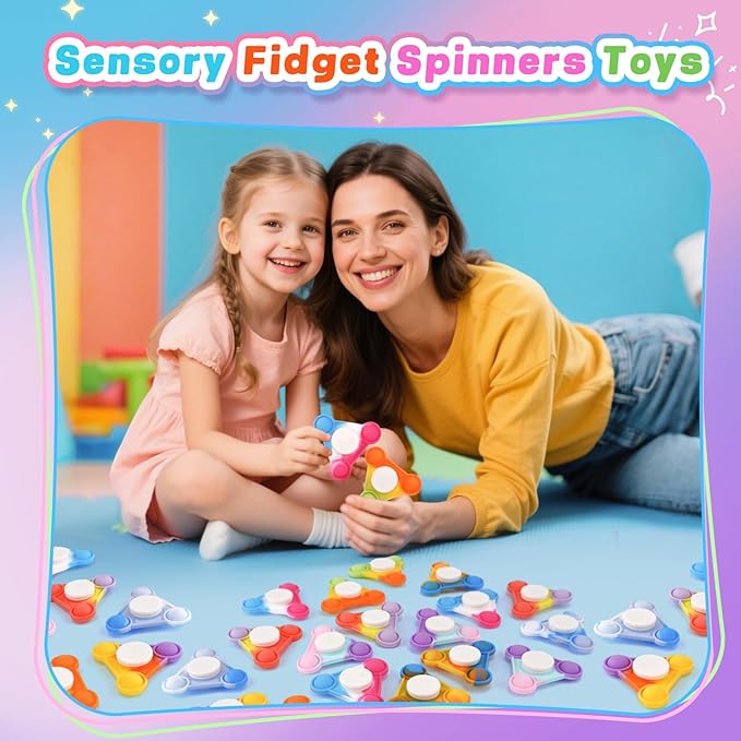 12PCS Pop Fidget Spinners - Colorful Party Favors for Kids -Fidget Spinners Bulk-Sensory Toys for Stress Relief and Anxiety - Classroom Prizes,Goodie Bag Stuffers