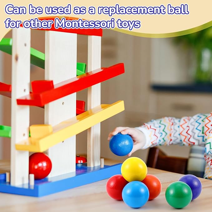 Bucherry 12 Pcs Montessori Wooden Balls 1.8 Inch Wooden Replacement Ball Educational Counting Toys Preschool Learning Material for Montessori(Mixed Color)