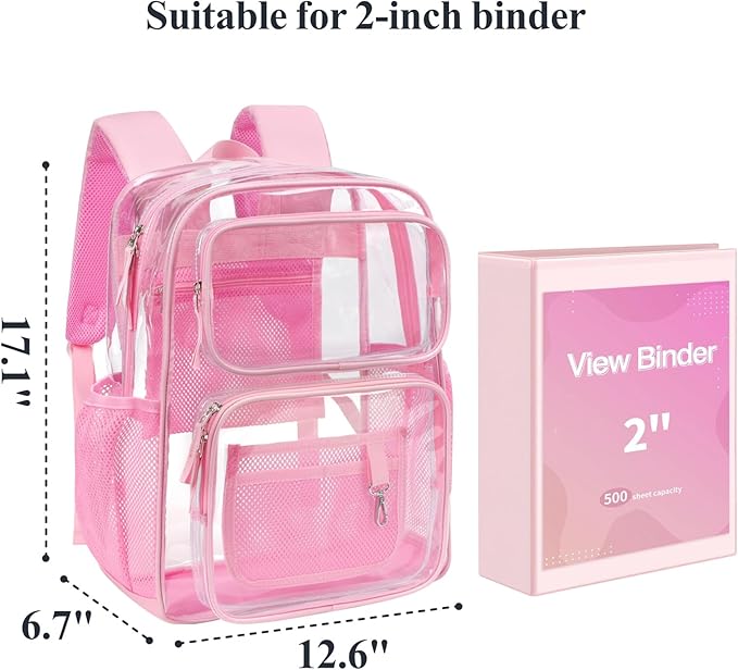 PACKISM Clear Backpack for School - 17 inch Large Heavy Duty Clear Bookbag, See Through PVC Backpacks (for age 12 above)