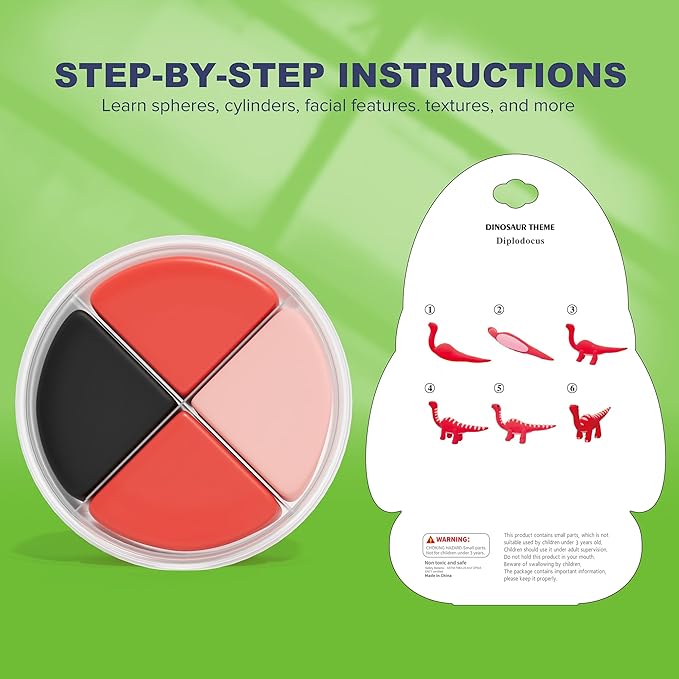 Air Dry Clay Kit - Dinosaur Theme, Modeling Clay for Kids, DIY Model Magic with Sculpting Tools and Tutorials, 12 Boxes Molding Clays, Ultra Light, Soft & Non-Sticky, Arts and Crafts Gift for Kids