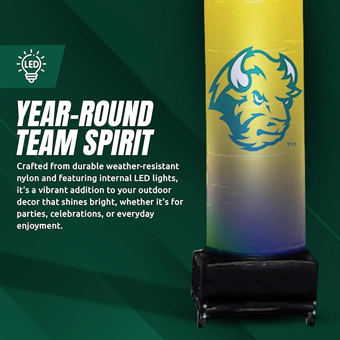 NCAA North Dakota State Bison Football Wacky Waving Inflatable Tube Guy with LED Lights & Built-in Blower - 6" x 36" x 96" Inflatable Tube Man Crazy Sports Fan Outdoor Party Decoration