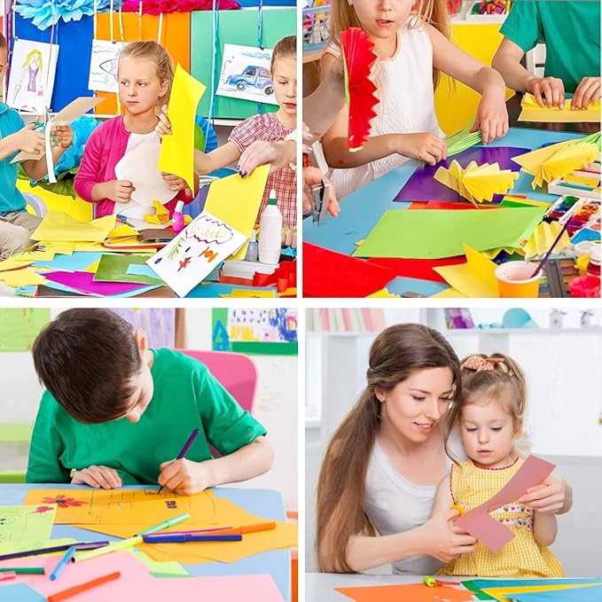 Vibrant Color A4 Origami Paper - 100 Sheets, 10 Assorted Colors - Acid-Free, Printer-Friendly Craft Paper for Kids Art, DIY Projects & Scrapbooking