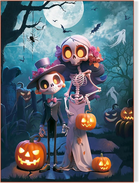 500 Piece Jigsaw Puzzles for Adults and Teens and Kids Family Horror Idea Happy Halloween Toy Skull Couples