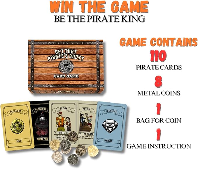 Get That Pirate's Booty Card Game, Fun 2-6 Player Family-Friendly Card Game for Adults, Teens, & Kids a Fun Pirate Themed Game and Good Stocking Stuffers Gift Ideas