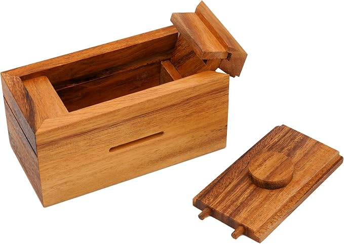 BSIRI Ziggurat Chest- Secret Box Brain Teaser Wooden Puzzle Boxes with Hidden Compartments. Ideal Mystery Box, Money Box, Jewelry Box, 3D Puzzle Lock Box, Gift Card, and Money Puzzle Box