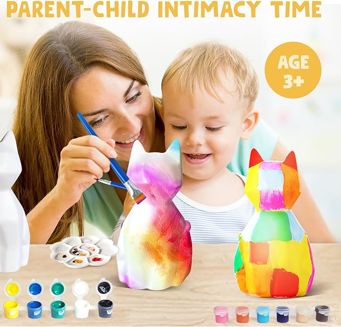 Goodyking Paint Your Own Cat Lamp Kit, 2pcs DIY Cat Crafts Night Light, Arts & Crafts for Kids Ages 8-12, Painting Kit for Girls Boys Age 4 5 6 7 8+, Art Supplies Creative Gift for Birthday, Party