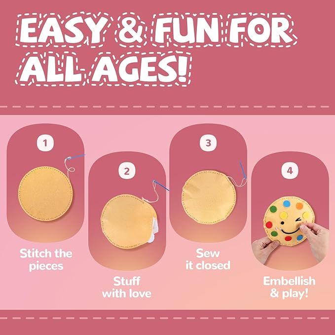 Cymbana Kids Sewing Kit Make Your Own Food Felt Plush Toy, Donuts, Ice Cream Craft Art Set for Beginners, Girls Gifts for Children Ages 6+