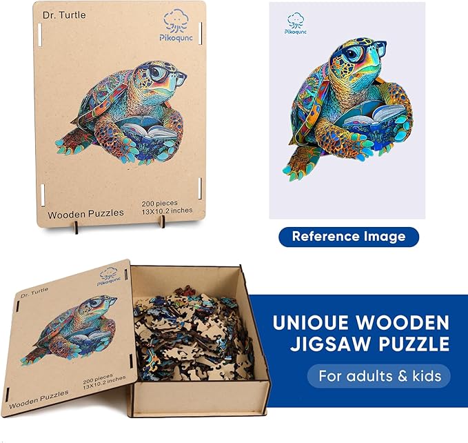 Sea Turtle Wooden Puzzle for Adults – 500-Piece Ocean Animal Jigsaw Puzzle, Unique Shape Wood Puzzle Marine Life Design, Eco-Friendly Gift for Ocean Lovers Toy Gift, 15.4 × 18.1 in