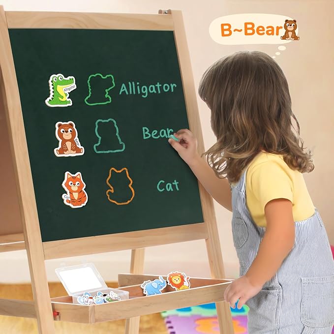 JoyCat Wooden Magnets for Kids – 26 Cute A-Z Animals Fridge Magnets for Toddlers, Large Magnetic Animal Refrigerator Toys, Fun Educational Learning Gifts for Toddlers 2 3 4 5 Years Old