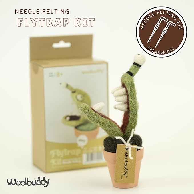 Woolbuddy Needle Felting Kit, Venus Flytrap Monster Felting Kit for Beginner Adults, Felting Supplies and Instructions Included, Unique Design by True Artisan
