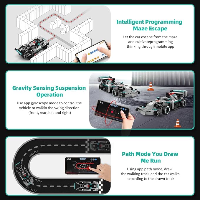 STEM Building Toys for Kids,2 in 1 Remote Control Racing Car Building Set,DIY Engineering Construction Toy,Adult Collectible Model Car Set to Build,Birthday Gift for Boys Girls Ages 8-14+