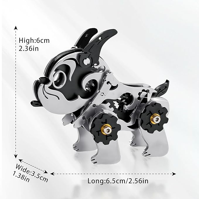 3D Metal Puzzles for Adults, Metal Model Kits for Adults, Mechanical BullDag Steel 3D Puzzle Stainless Steel Ornaments for Men Women Art Craft Gifts Toys(Black).