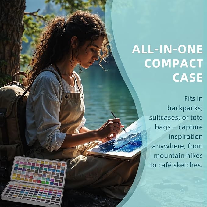 Falling in Art Watercolor Paint Set, 168 Colors Watercolor Paints, Painting Set with Water Brush and Nylon Brushes, Perfect Starter Kit for Beginners and Professionals