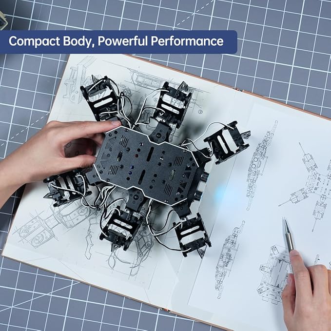 18DOF Hexapod Robot for Arduino Programming, Spider Walking Crawling Self-Balancing AI Vision Voice Control Obstacle Avoidance, STEM Education Open Source Robot with Tutorials, miniHexa Standard Kit