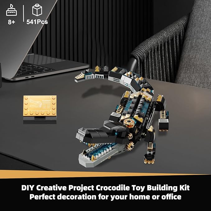 541 Piece Crocodile Building Sets,Sea Creatures Creative Model Building Kit,STEM Dinosaur World Park Building Toy, Mechanical Animal Brick Set,Christmas Birthday Gifts for Boys,Teens, Adults