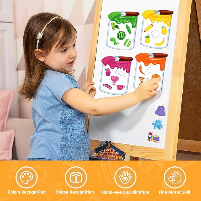 EAMAY Magnetic Color Sorting Set for Kids, Fridge Magnets for Toddlers 1-3, Preschool Circle Time Learning Center Activities, Matching Games Use on The Whiteboard