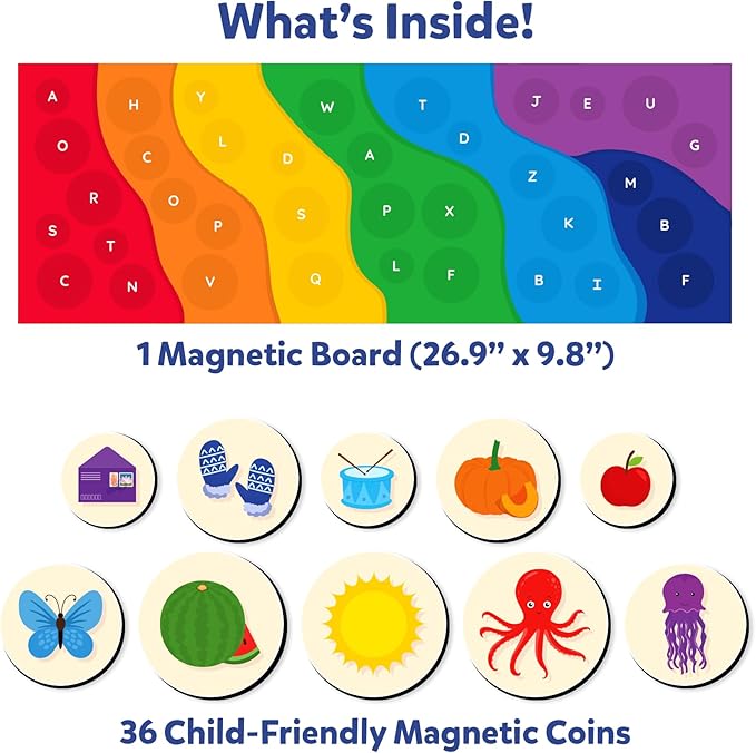 Skillmatics Magnetic Matching Activity - The Alphabet Rainbow, Preschool Learning Toy & Game for Kids, 35+ Magnetic Pieces, Gifts for Girls & Boys Ages 3, 4, 5, 6