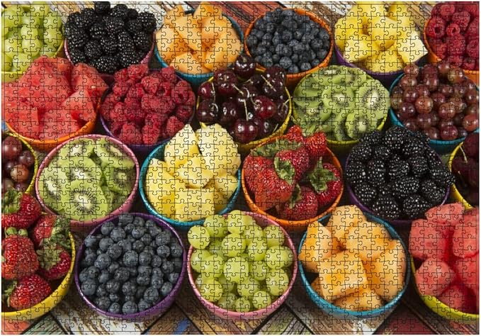 Fancy Fruit Cups Jigsaw Puzzle - Colorful Fruits 1000 Piece Jigsaw Puzzle for Adults. Enjoy This Delicious Looking Fruit Puzzle It Will Challenge You.