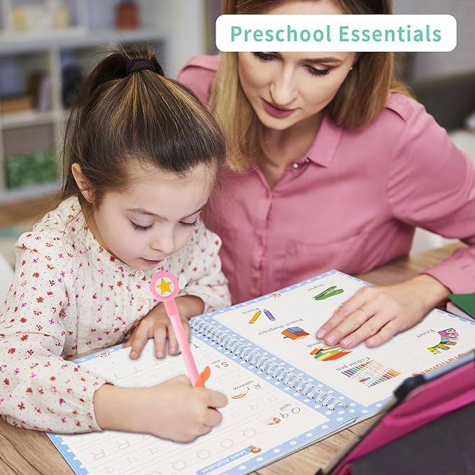 Premium Grooved Handwriting Practice Kit for Kids, Children's Magic Practice Copybook for Writing Practice, Groove Calligraphy Workbooks Tracing Books for Preschool, Homeschool (30 Refills)