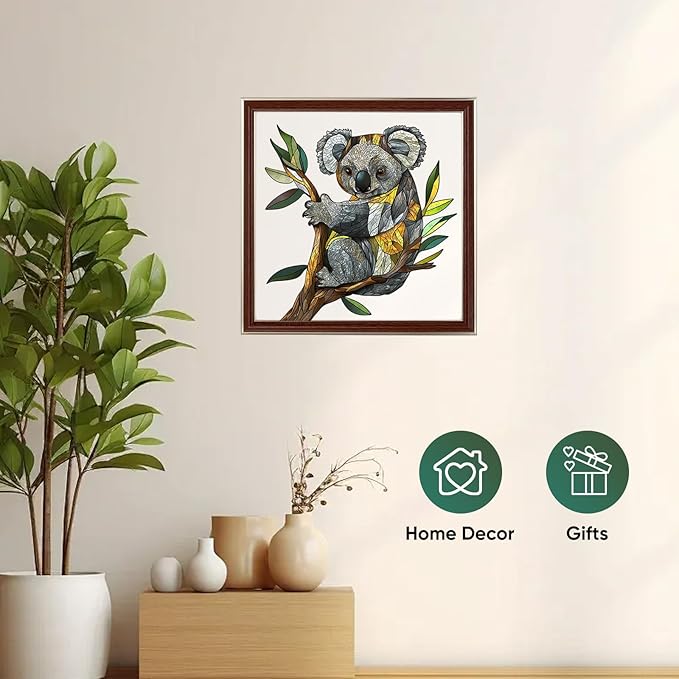 Wooden Puzzles for Adults, Koala Jigsaw Puzzles 500 Pieces, Unique Shaped Puzzle for Adults and Kids, Christmas Birthday Gift Family Game 16.6X 16.9 Inch