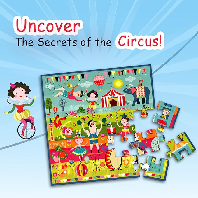 Circus Performers Jigsaw Puzzle for Toddlers | Carnival Tent 25 Jumbo Pieces Floor Puzzles for 3 Years Kids| Educational & Fun Themed Birthday Party Favors