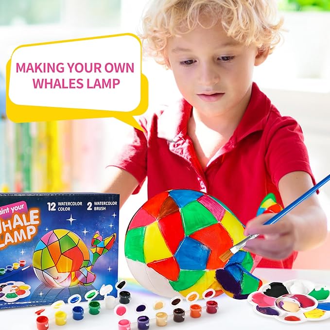 Paint Your Own Whales Lamp Kit - Art Supplies Arts & Crafts Kit, Painting Kit for Kids Ages 6-12, Arts and Crafts for Kids Ages 8-12, Christmas Birthday Gifts for Girls Boys Age 5 6 7 8 9 10 11 12+