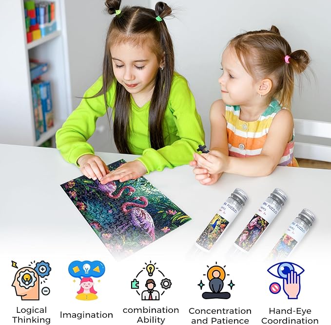 150 Pieces Mini Jigsaw Puzzles for Adults & Kids,6 x 4 Inches,Mini Puzzles,Travel Puzzle,Small Puzzles Challenging Difficult Puzzle,3 Pack Animal Series