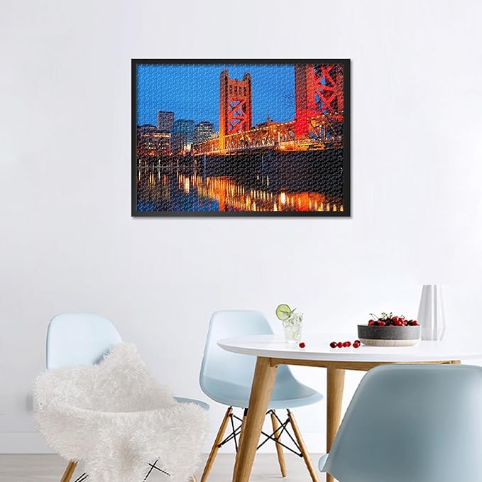 Jigsaw Puzzles - 1000 Piece Puzzle for Adults Downtown Sacramento, California, Tower Bridge Challenging Puzzles for Adults (27.5"x19.7"), Family Game Night Gift (Landscape Series)