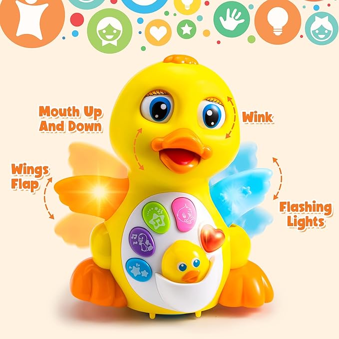 JOYIN Baby Toys Duck, Infant Dancing Crawling Musical Toys 18+ Months, Tummy Time Light Up Learning Duck with Music & Lights, Baby Easter Basket Stuffers Gifts