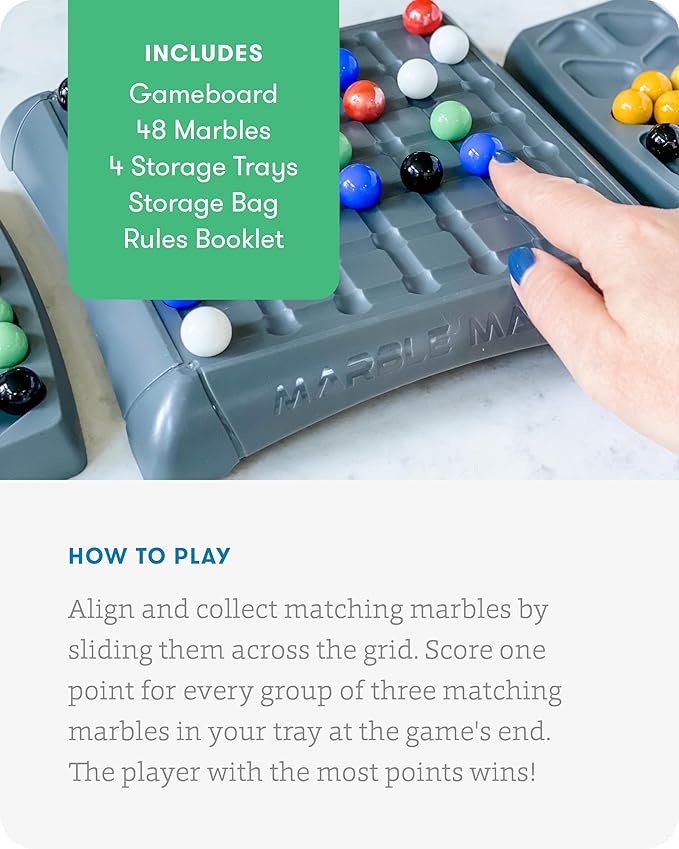 SimplyFun Marble Matrix - Educational Game to Practice Spatial Reasoning and Fine Motor Skills - Engaging Strategy Game for Kids Ages 7 & Up - 2 to 4 Players