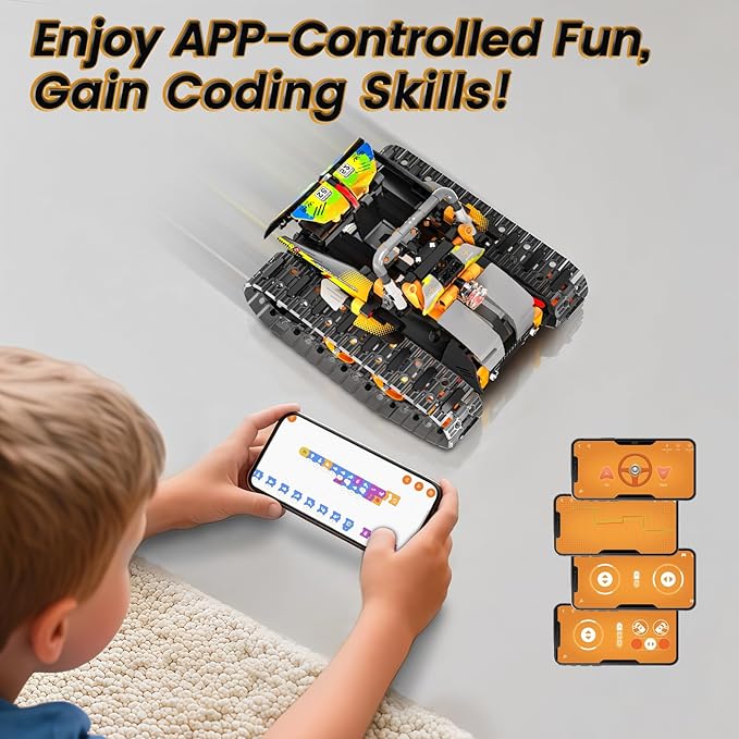 5 in 1 STEM Building Toys for Kids 6-14, Remote & APP Controlled Stunt Tank Robot Race Car Building Kit, 554 PCS Erecor Set with Cool Lights, for 8,9,10,11,12+ Year Old Boys
