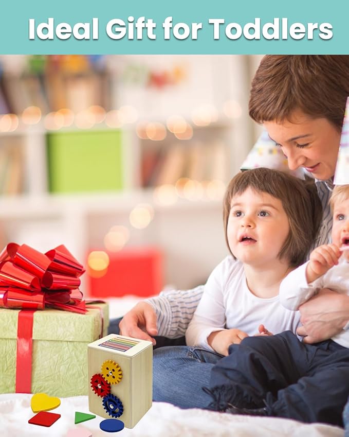 Wooden Sorting Toys Montessori Color & Shape Sorter Preschool Learning Activities Fine Motor Skills Sensory Toys for Toddlers 2-5 Birthday Gifts for Boys and Girls (Colorful-Cuboid)