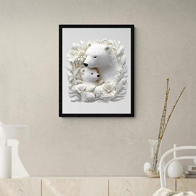 KAAYEE Wooden Puzzles for Adults, 3D Vision Effect Polar Bear Family Wooden Jigsaw Puzzle Unique Shape Wood Puzzle Adult, 3D Effect Flat Puzzle Birthday Family Game (M-11.4 * 11.1 in-200pcs)