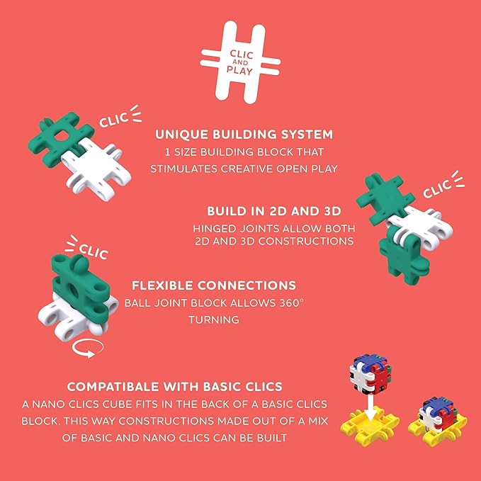 Nano Clics Creative Builders 250, Construction Toys for Children Ages 8 and up, Creative Educational Toys in a 250 Piece Set, Building Blocks for Girls and Boys, Durable Toys